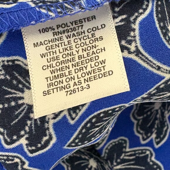 Liz Claiborne Blouse Short Sleeve Blue Floral Size XXL Plus Size - Picture 8 of 8